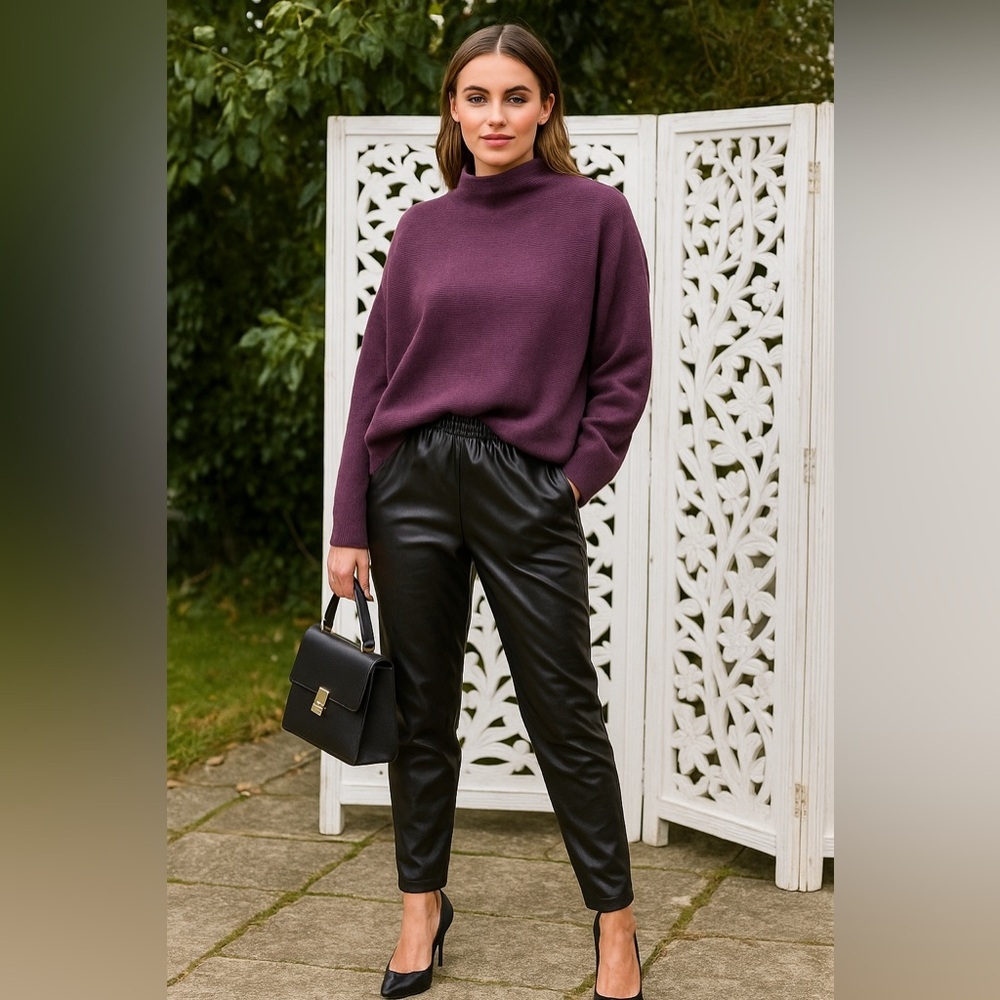 Lululemon Athletica Berry Ribbed Knit Sweater
